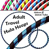 PRO Hula Hoops (Ultra-Grip/Glitter Deco) Weighted TRAVEL Hula Hoop (100cm/39') Hula Hoops For Exercise, Dance & Fitness! (640g) NO Instructions Needed - Same Day Dispatch.! (Black / Blue Glitter)