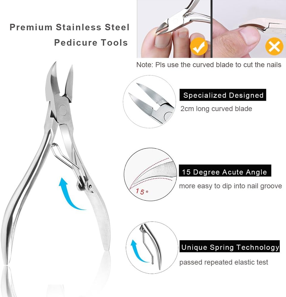 Bcabo Upgraded 8Pcs/set Ingrown Toenail Tools Kit, Premium Nail Treatment Foot Tool, Ingrown Toenail Removal Correction Clippers, Surgery Grade Ingrown Toe Nail File Lifter, Professional Pedicure Tool: Health & Personal Care