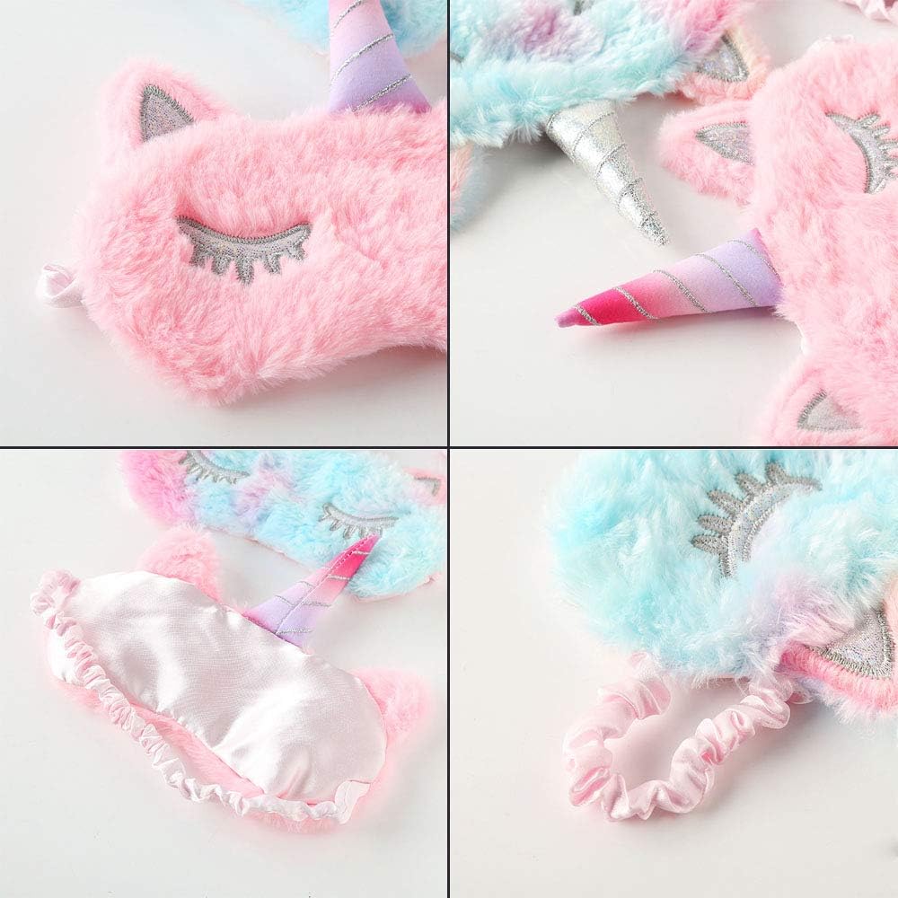 ASPORITNG Unicorn Sleeping Mask, 2 Pack Girls Soft Plush Blindfold Mask, Cute Unicorn Kids Sleep Mask: Health & Personal Care