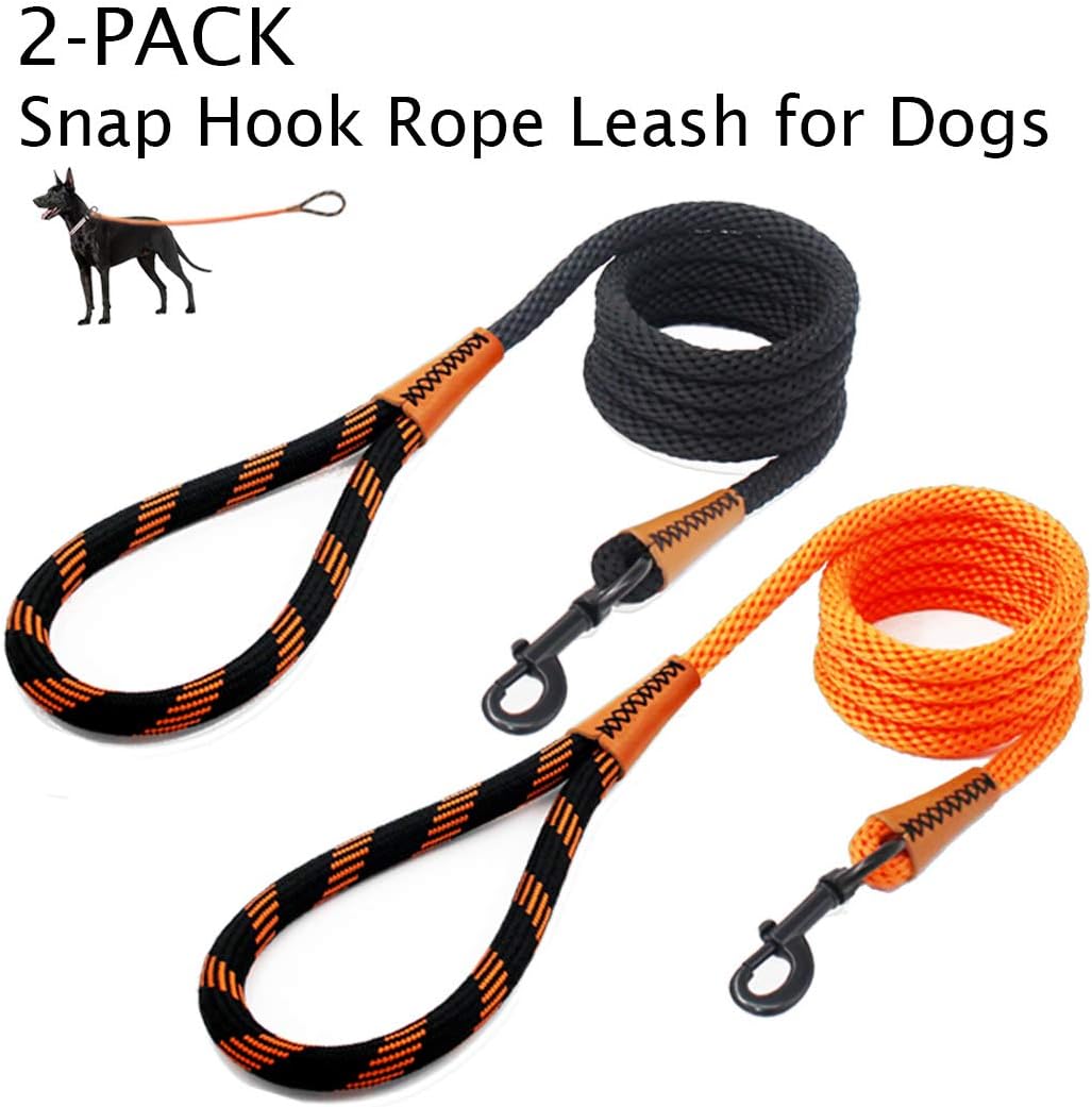 lynxking Dog Leash Rope Leads 2 Packs 6ft Strong Snap Hook
