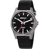BERNY Automatic Titanium Watch for Men 10ATM Waterproof Classic Men's Railroad Watch Super Luminous Male Analog Mechanical Wristwatch AR Sapphire Crystal Date Calender Birthday Present