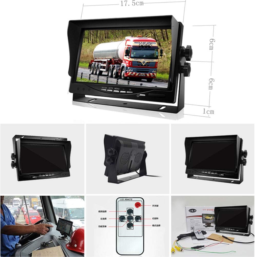 Reversing Camera Kit,2 x 8LEDs 120 °Wide Angle IR night vision Waterproof rear view camera with 15M cable + 12V-24V 7" TFT HD LCD Car Monitor for Large Truck/Bus/RV/Trailer/Tractor/camper - Image 3