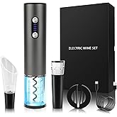 Electric Wine Opener – Wine Gifts Bottle Opener Kit with Foil Cutter, Wine Aerator Pourer, Vacuum Stopper USB C Rechargeable 