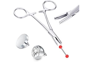 JIESIBAO Piercing Ball Removal Tool-5mm Jaw,Surgical Steel Body Jewelry ball Holder Removal Tool Unscrew and Screw Dermal Anchor Forceps,Nose Septum Labret Earrings Pliers
