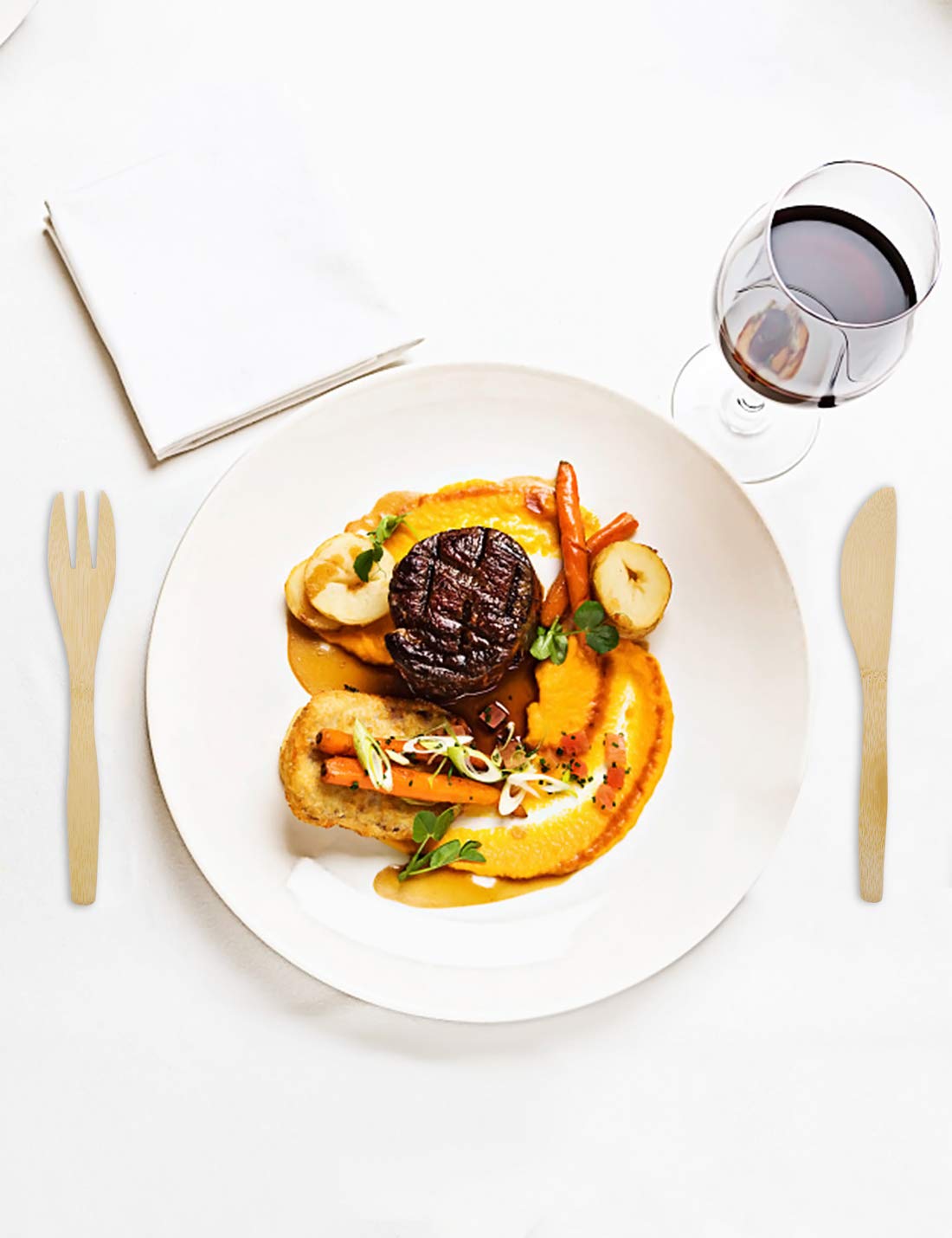 Bamboo Cutlery Set, Travel Cutlery Set Eco Friendly Flatware Set Camping Cutlery Set with Travel Pouch Knife Fork Spoon and Chopsticks Straw by HansGo