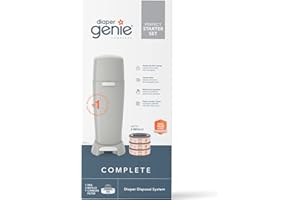 Diaper Genie Complete Diaper Pail Gift Set, Grey - AMAZON EXCLUSIVE - comes with 3 Diaper Pail Refills,