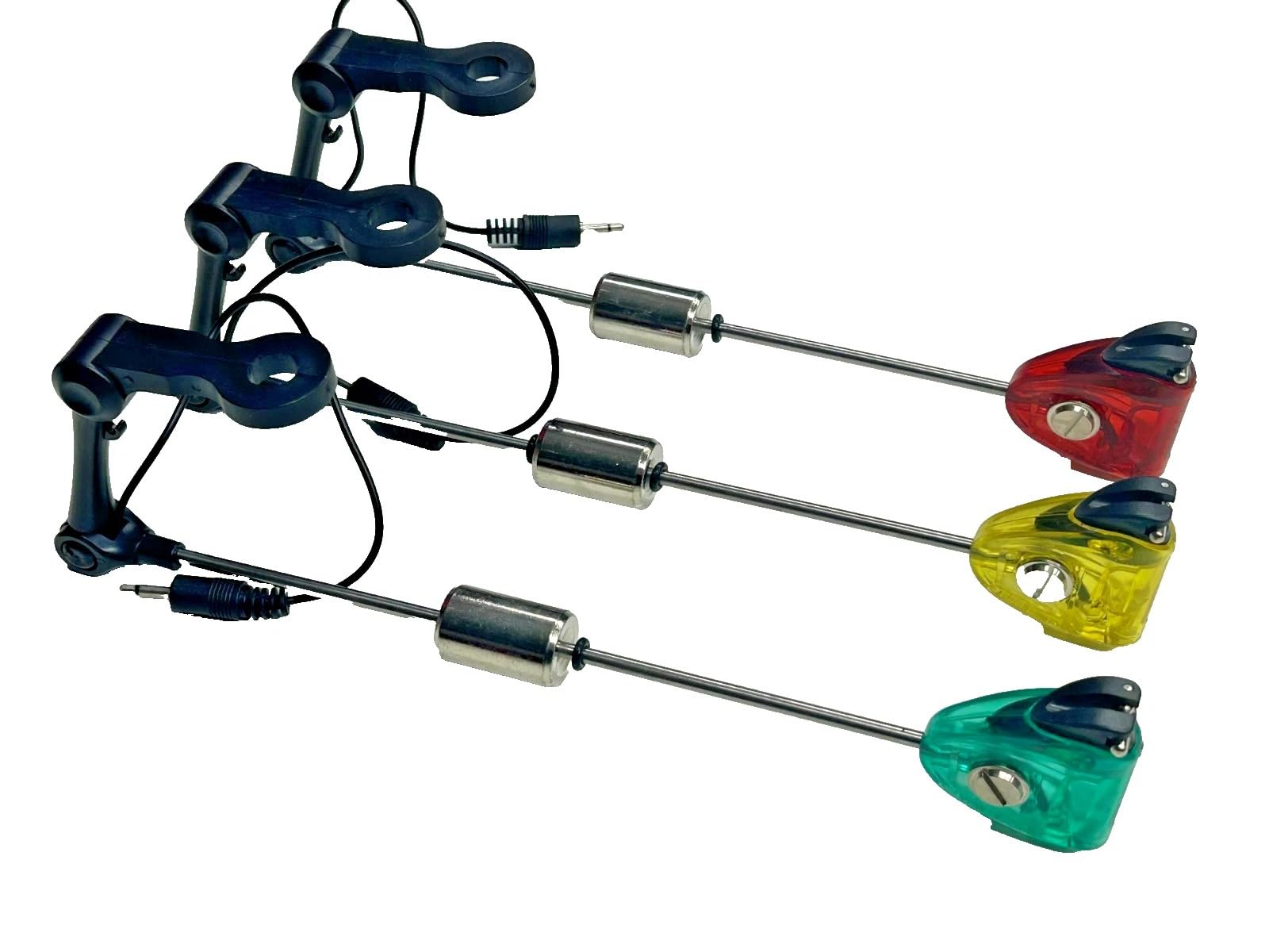 TMC 3 x Drop off illuminated Bite Indicator Swingers. Slider Weight, Standard 2.5mm Jacks. Red, Green & Yellow. Carp and Coarse fishing tackle
