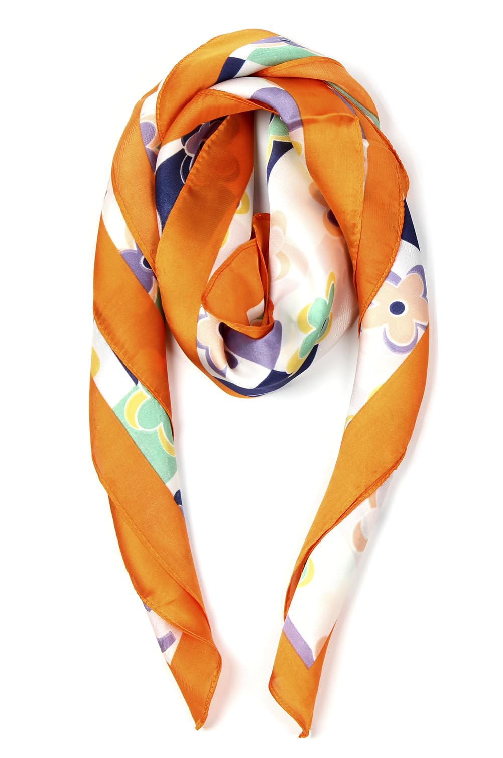 Photo 1 of PACK OF 6 Redacali Scarfs for Women Head Scarf Silk Feeling Polyester Hair Scarves Square Neck Satin Scarves Wrap (orange)