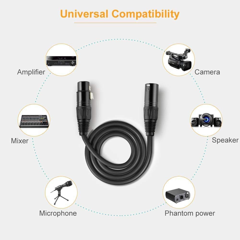 XLR Cable, CableCreation 3FT XLR Male to XLR Female Balanced 3 PIN XLR Microphone Cable Compatible with Shure SM Microphone, Behringer, Speaker Systems, Radio Station and More, Black: Musical Instruments