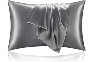 BEDELITE Satin Pillowcase for Hair and Skin, Super Soft and Cooling Similar to Silk Pillow Cases 2 Pack with Envelope Closure, Gift for Women Men(20"x30" Queen Size, Dark Grey)