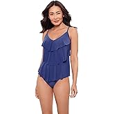 Aqua Green Womens Triple Ruffle Tier Swim Tankini Top with Adjustable Straps