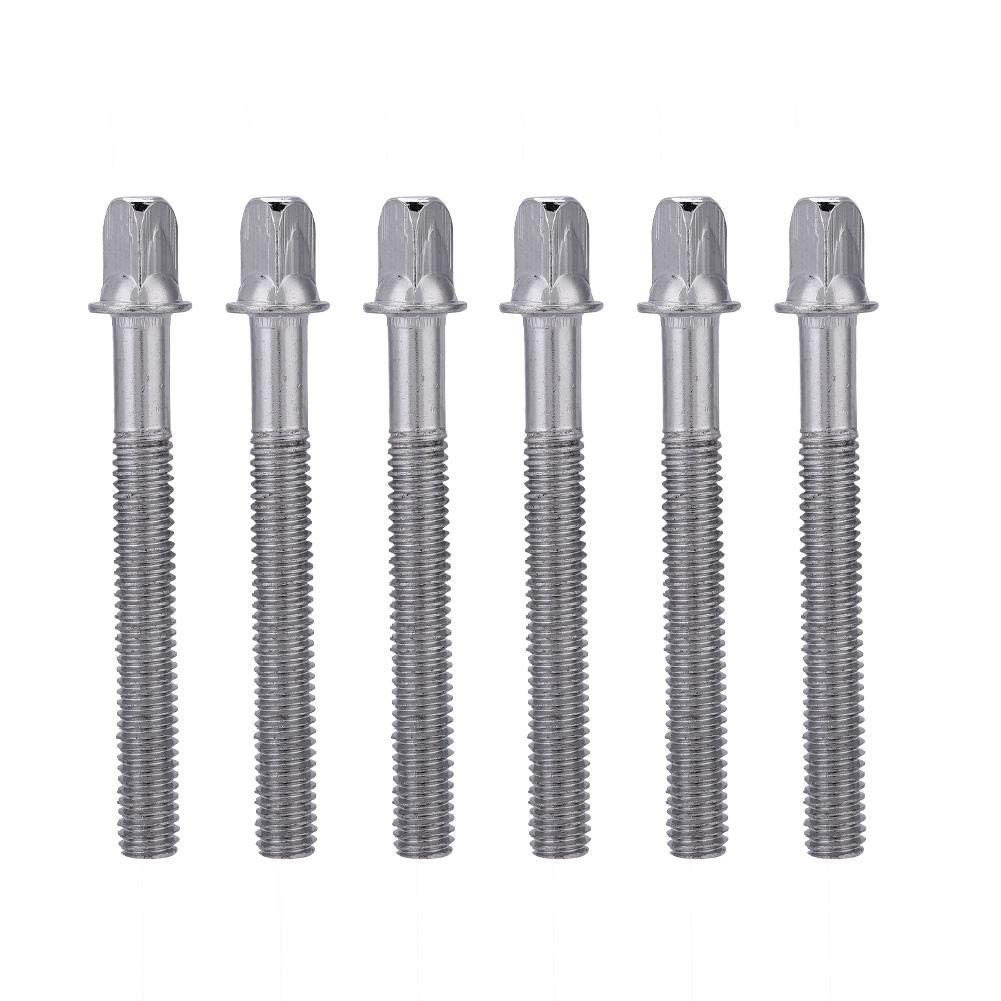 Tension Rods for Drums,tom lug screws,Drum tension rod, 6 Pcs 6 * 80 mm Bass Drum Set of key tension rods Accessory spare accessories replacement for musical instruments, silver