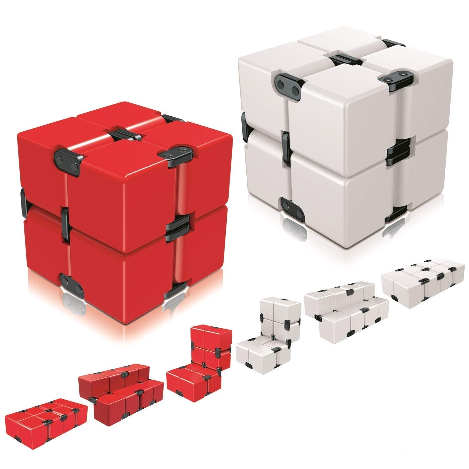 Ganowo Infinity Cube Fidget Toy for Kids and Adults, Fidget Cube Cool Mini Magic Cube Gadget Spinner for Stress and Anxiety Relief and Kill Time (Red&White)