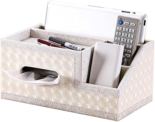 Amazon Com Sixsop Leather Tissue Box Tv Remote Control Holder Organizer Controller Tv Guide Mail Cd Organizer Office Pens Pencils Makeup Brushes Nightstand Holder Home Kitchen