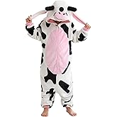 ATOZ Unisex Children Animal Cow-Velvet Onesie, Halloween Costume Pajamas Christmas Cosplay Sleepwear For Boys Girls
