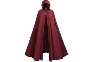 SightYoung Women Renaissance Cloak with Cuffs,Druid Cloak with Hood, Adult Women Hobbit Cloak,Medieval Costume Cloak Women