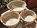 ShopOnNet RT450120-3 Handwoven Round Wicker Storage Basket Curve Pole Handle in Gray and Brown (Set of 3)