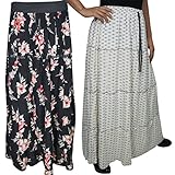 Mogul Womens Maxi Skirts Lot Of 2 Bohemian Printed Hippy Gypsy Boho Long Skirts