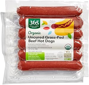 365 by Whole Foods Market, Organic Uncured Grass-Fed Beef Hot Dogs, 12 oz