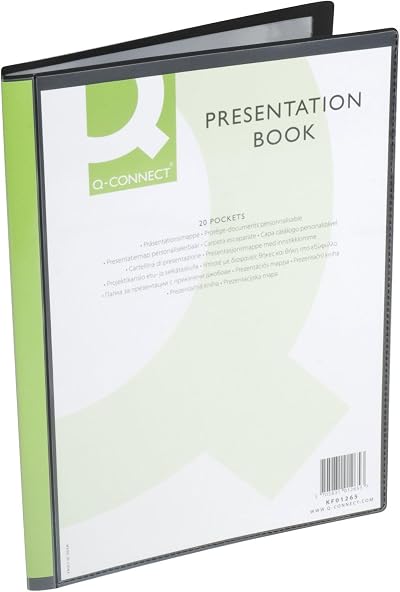 Q-Connect Display Book with Front Cover Pocket A4 20 Pockets PP 460μm Black