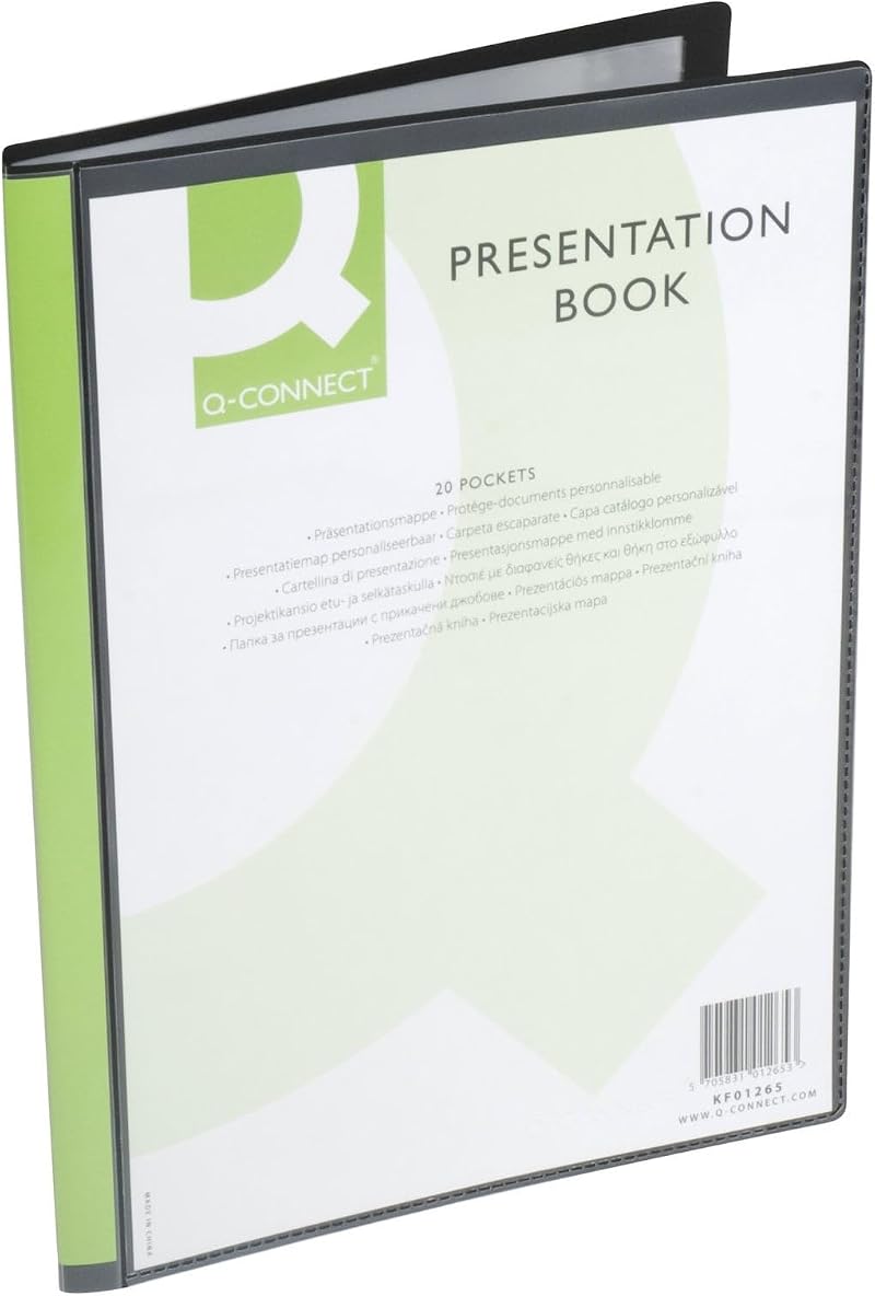 Q-Connect Display Book with Front Cover Pocket A4 20 Pockets PP 460μm Black