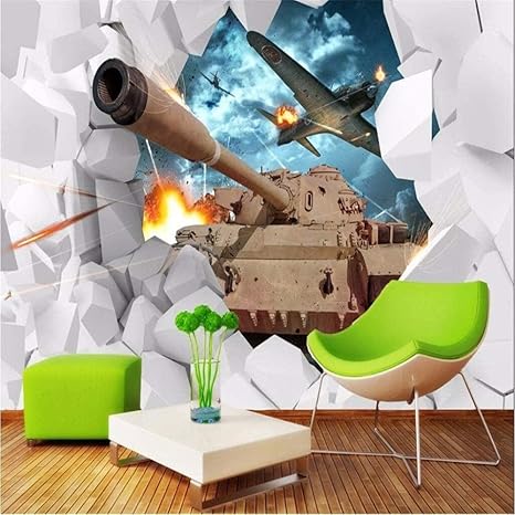 Amazon 壁紙壁画ウォールステッカー壁画壁紙ワールドオブタンクプレイルーム幼稚園漫画の装飾大壁画壁紙 3d0x150cm 壁紙