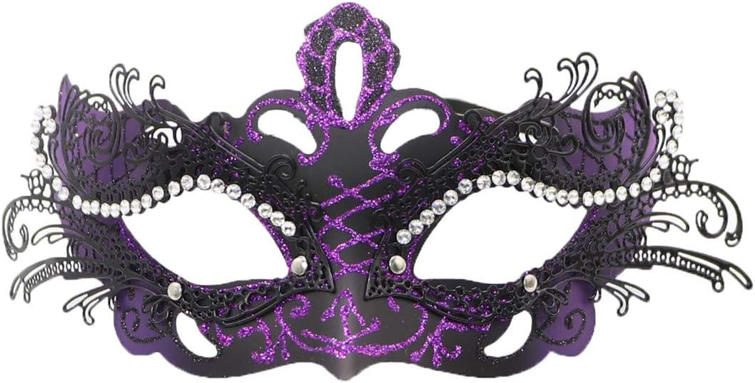 Flywife Couple Masquerade Mask Women Men Venetian Metal Crown Mask Mardi Gras Halloween Party Ball Mask