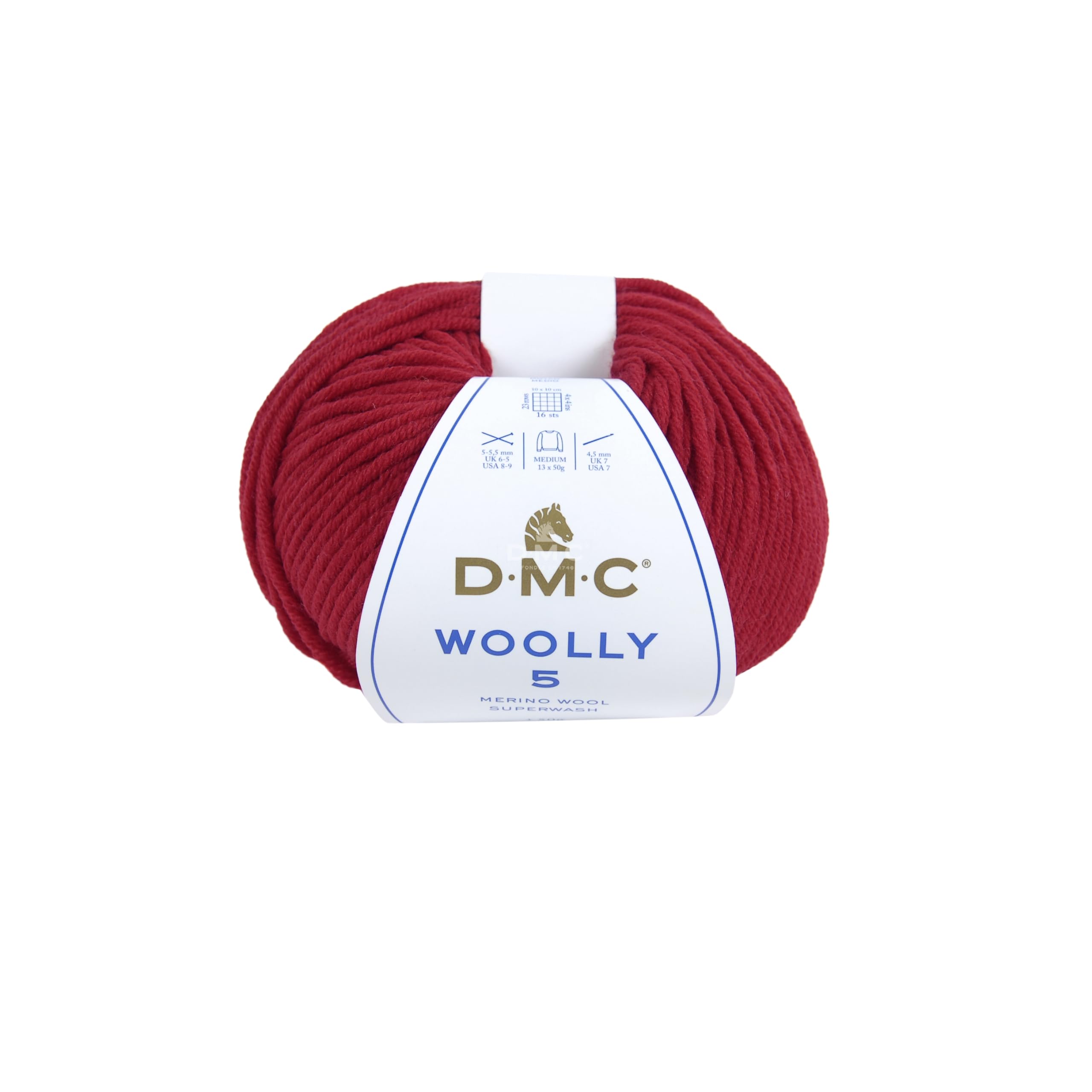 DMC Woolly 5" Merino Wool, Red (105), 50g