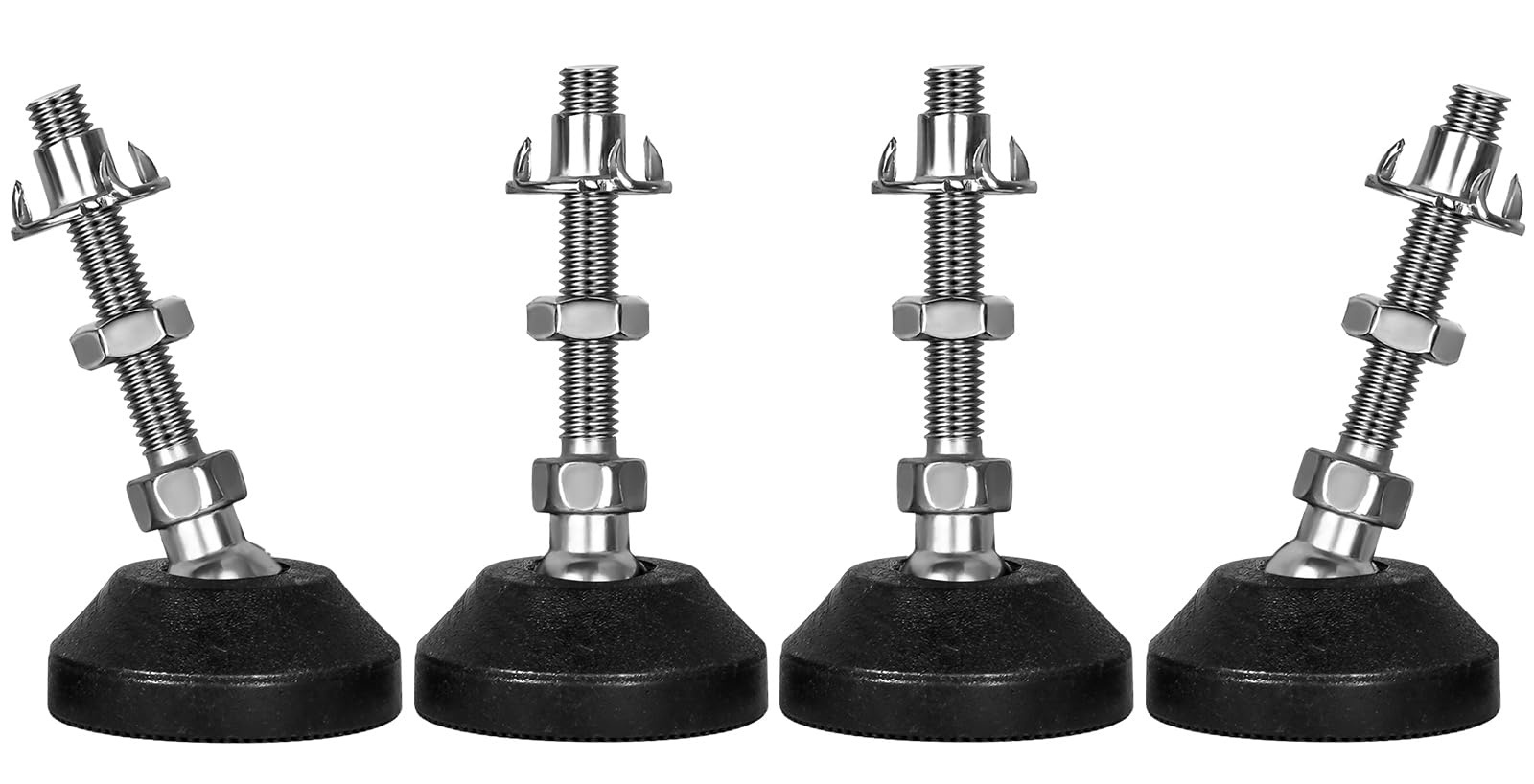 SHUIOG Pack of 4 Adjustable Foot M10 x 45 mm Adjusting Screw, Furniture Foot Base Foot Can Carry Adjustable Feet Adjusting Plate Adjustable Foot Maximum 20° Tilt (4 Pieces M10 x 45 mm x 40 mm)