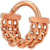 ALACLO Stacked Chain Nose Ring Hoop, Hinged Clicker Septum Rings Lip Piercing Jewelry, 16G 316L Surgical Steel Tragus, Helix, Rook, Daith Cartilage Earring Piercing Jewelry