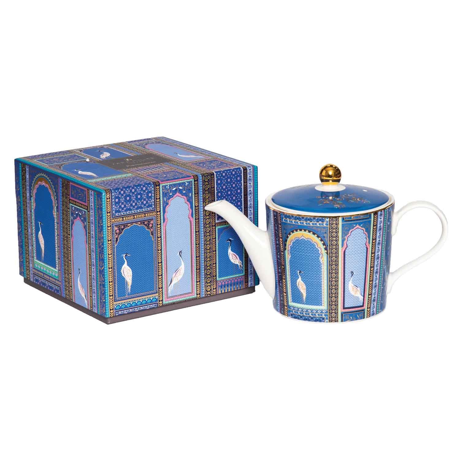 Sara Miller Portmeirion India SMII78923-XG - Teapot - Lattice Windows, Indigo
