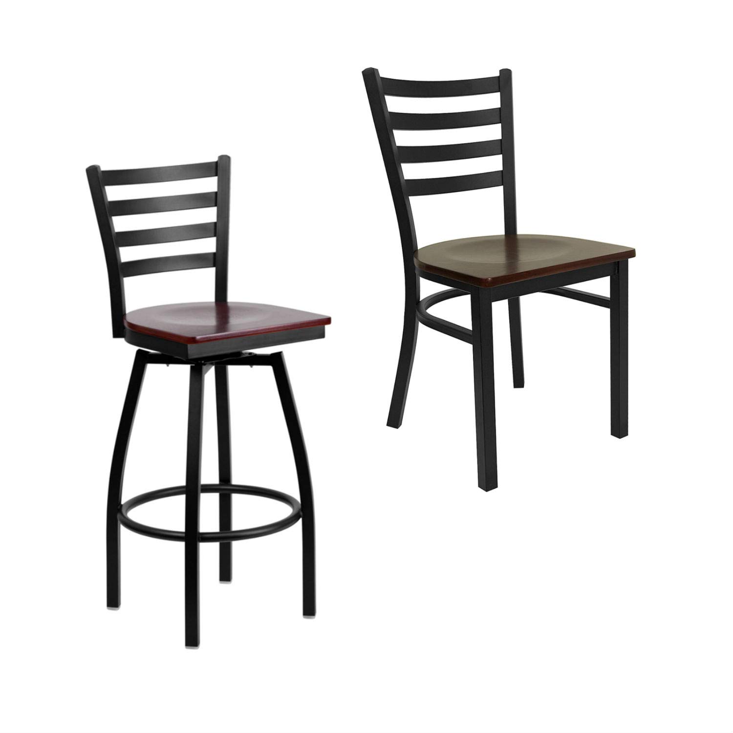 Best Hercules Series Black Ladder Back Metal Restaurant Stool