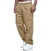 WZIKAI Mens Cargo Pants Relaxed Fit Drawstring Joggers Sweatpants for Men Workout Casual Long Trousers