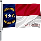 North Carolina State Flag Double Sided 2x3 Outdoor- Heavy Duty United States North Carolina NC Flags Banner with 2 Brass Grommets 4 Rows Stitched