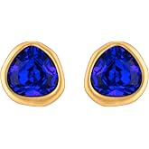 18k Gold Plated Austrian Crystal Stud Earrings, Sparkly Crystals Framed with Abstract Shapes, Hypoallergenic, Colorful and Unique Jewelry Gift for Women