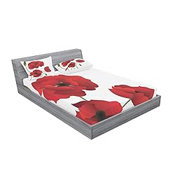 Ambesonne Floral Fitted Sheet & Pillow Sham