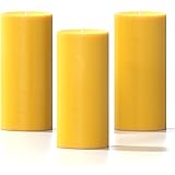 CANDWAX Pure Beeswax Pillar Candles 1.8x4 inch Set of 3 - Yellow 34,5 Hours Burning Handmade Candles - Smokeless Pure Bees Wa