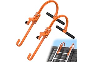 ANSGERY 2 Pack Ladder Hooks for Roof Ridge with Wheel,Heavy Duty Ladder Roof Hook with Rubber Grip T-Bar,Upgrade Load-Bearing Steel Bars Extension Ladder Stabilizer for 500 lbs Weight (Patent Pending)