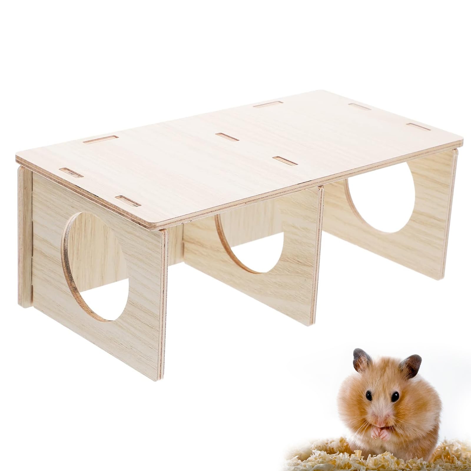 SCHUIWINNER One Piece Natural Hamster Wood House Funny Hamster Tunnel Exploring Toys Cute Useful Hamster Hiding Toys Hamster Chamber for Pets Hamsters