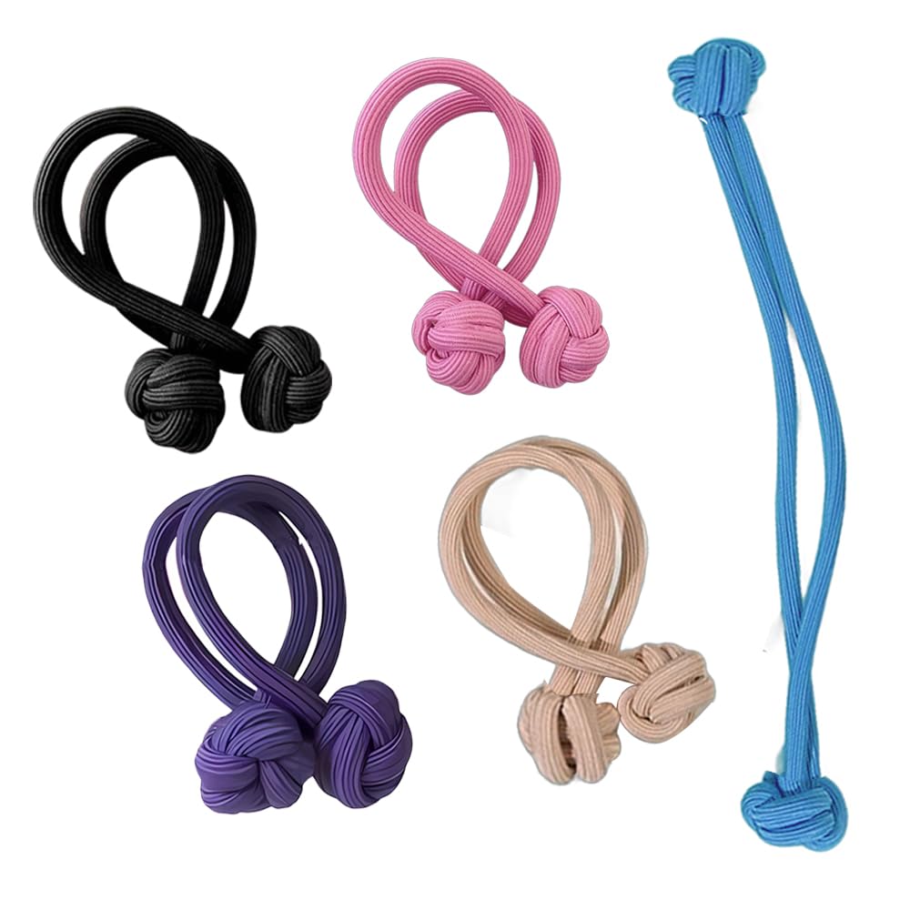 Miupoo Knotted Button Hair Tie Set,Knot Scrunchies Elastic Rubber Band Hair Ropes for Women,High Ponytail Tie Hair Rope Stretchy Thickened Durable for Thick and Long Hair,5Pieces