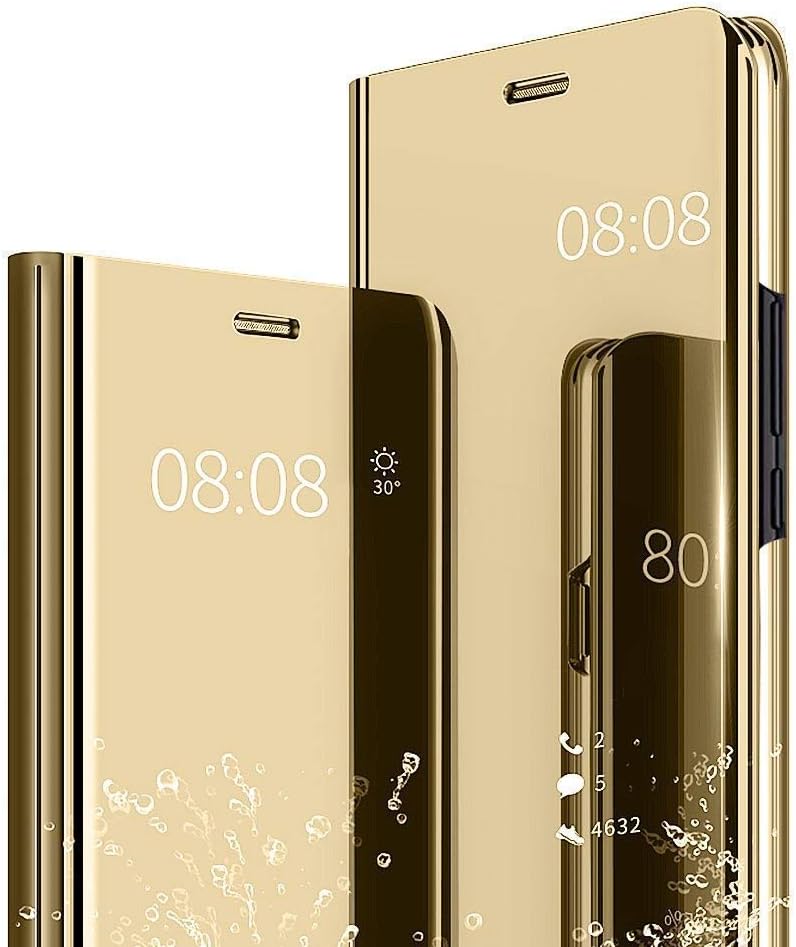 iPhone 11 Pro Max Case, Ankoe Luxury Translucent View Mirror Flip Electroplate Plating Stand Shockproof 360 Full Body Protective Hard PC Cover for Apple iPhone 11 Pro Max Cases (2019) (Gold)