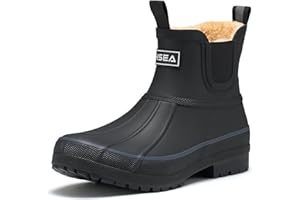 HISEA Women's Saltwater Winter Rain Boots Waterproof Duck Chelsea Lined Outdoor Garden Boot