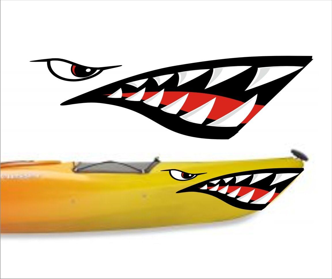 welddecals Shark Teeth Mouth Decal Stickers Kayak Canoe Jet Ski Hobie Dagger Ocean Boat