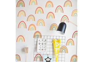 YOURFOCUS Earthy Colors Rainbow Wall Decals 36Pcs Boho Rainbow Wall Stickers for Girls Bedroom Kids Play Room (6 Sheets)