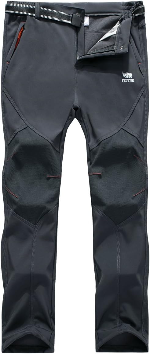 PECTNK Mens Outdoor Softshell Trousers Polar Fleece Transparent Waterproof Membrane