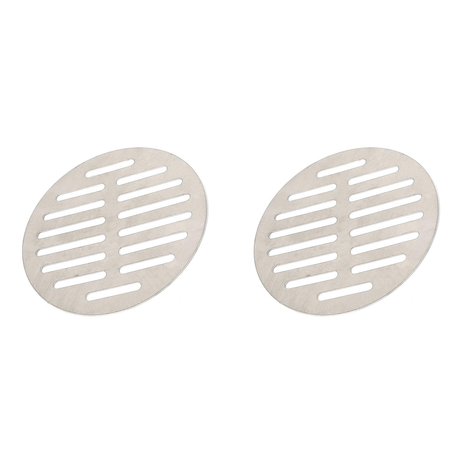 METALLIXITY Round Floor Drain Cover (5") 2Pcs, Stainless Steel Shower Drain Grate - for Furniture Repair, Bathroom Kitchen, Silver Tone