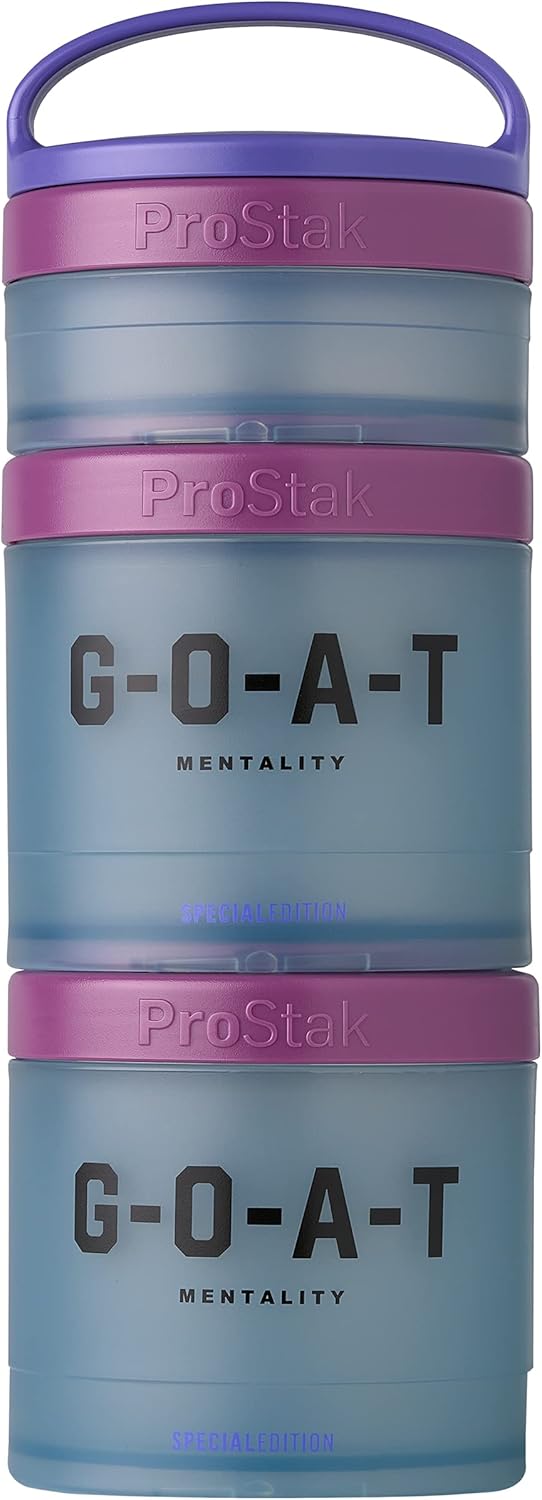 BlenderBottle ProStak Twist n’ Lock Storage Jars Expansion 3-Pak with Removable Handle, 100cc+150cc+250cc, G-O-A-T Mentality