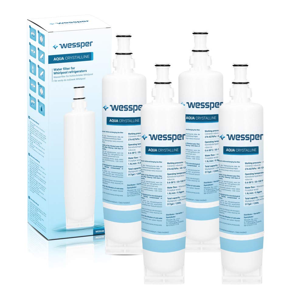 4 x Wessper 4396508 Filtro de repuesto para nevera, compatible con ...