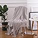 PERSUN Throw Blanket Textured Solid Soft Decorative Knitted Blankets with Fringes for Sofa Couch Home Decor, 50