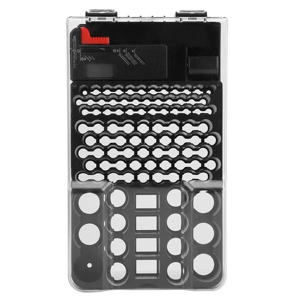104 Grids Portable Battery Organizer, Battery Storage Box, Carrying Case Holder with Battery Tester, with Accurately Captures AA, AAA, C, D, and 9V Battery Readings
